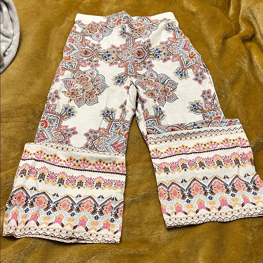 Rachel Zoe | Women’s Size XS Bohemian Patterned Wide-Leg Linen Blend Pants
